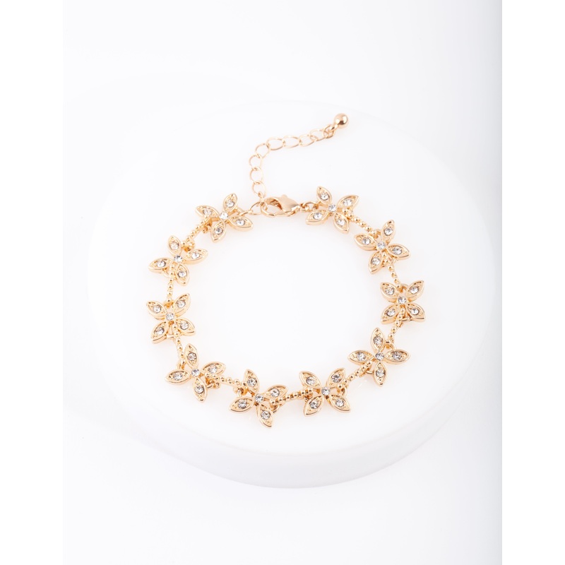 Gold Diamante Flower Bracelet