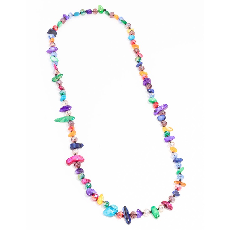Gold Multicoloured Genuine Shell Necklace