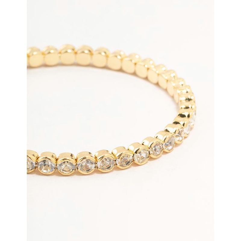 Gold Plated Round Stone Wrist Cuff