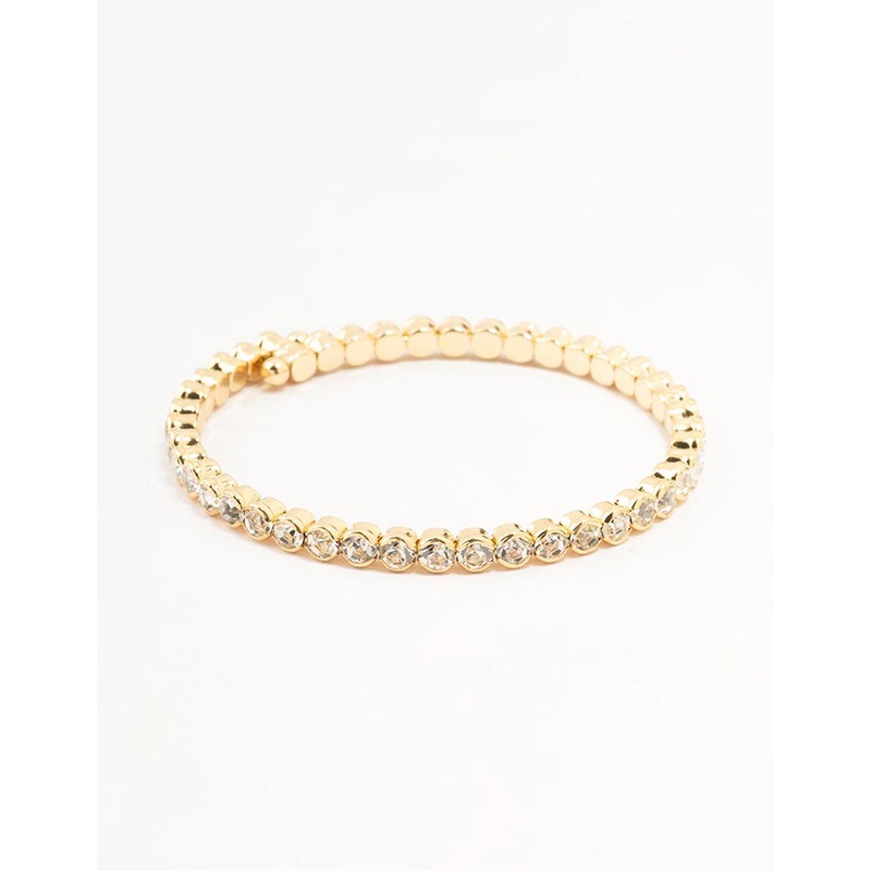 Gold Plated Round Stone Wrist Cuff