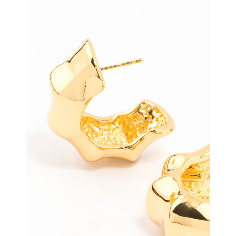 Waterproof Gold Plated Stainless Steel Bamboo Hoop Earrings