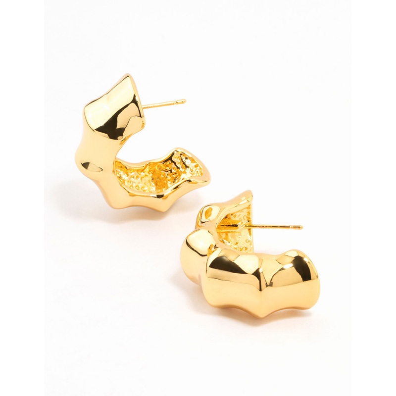 Waterproof Gold Plated Stainless Steel Bamboo Hoop Earrings