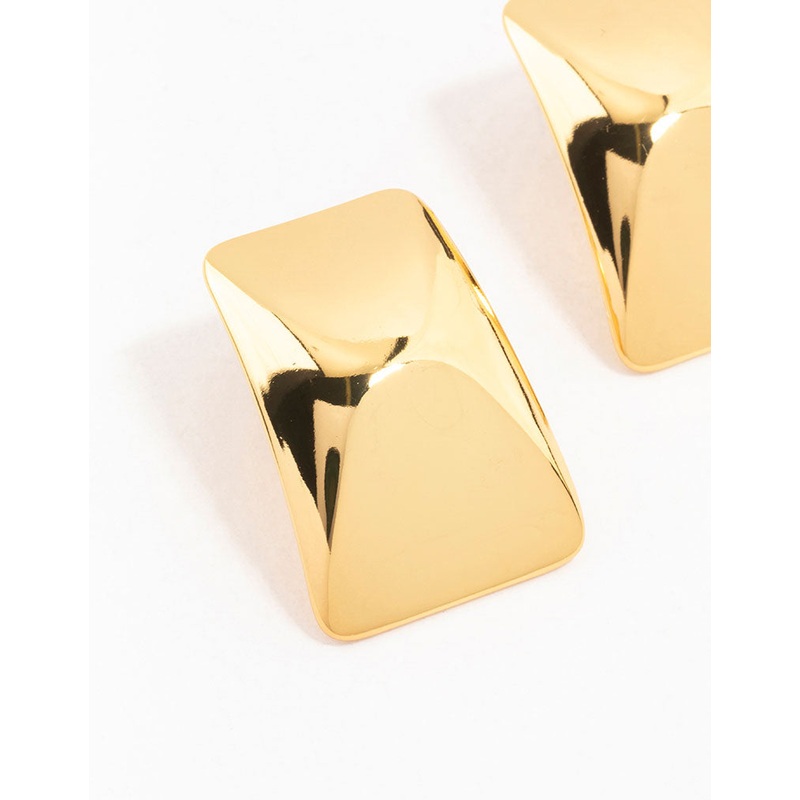 Waterproof Gold Plated Stainless Steel Rectangle Stud Earrings
