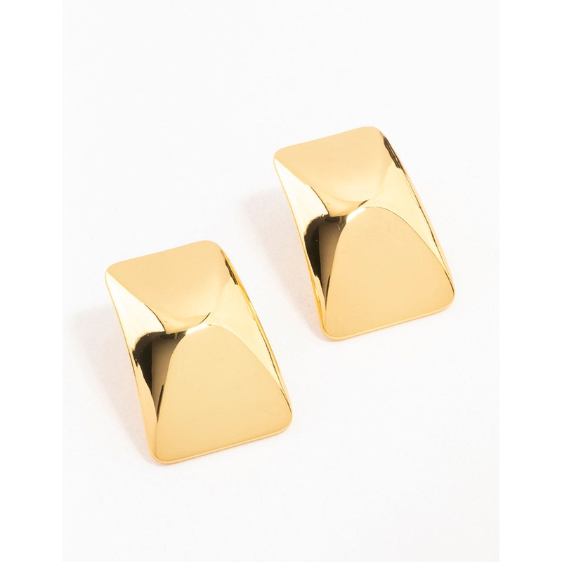 Waterproof Gold Plated Stainless Steel Rectangle Stud Earrings