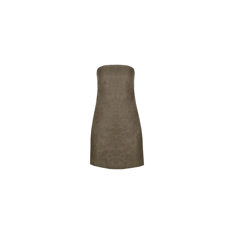 AVA LINEN MINI DRESS KHAKI|4|6|8|10|12|14|16