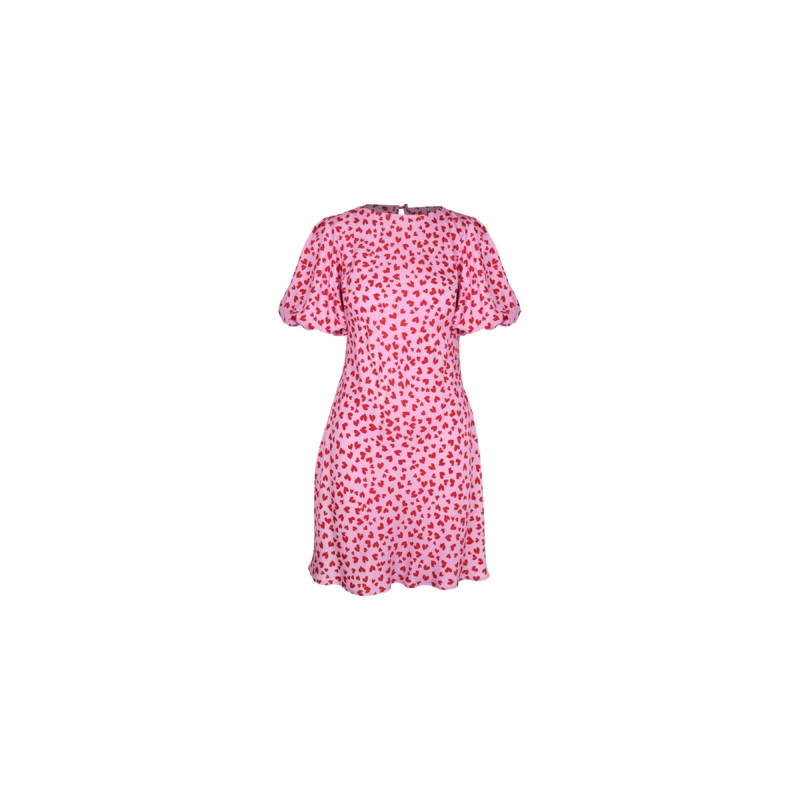 ESME TIE MINI DRESS PINK SCATTER HEARTS