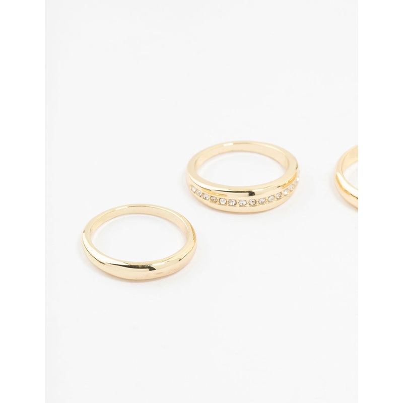 Gold Plated Cubic Zirconia Chunky Rings 3-Pack