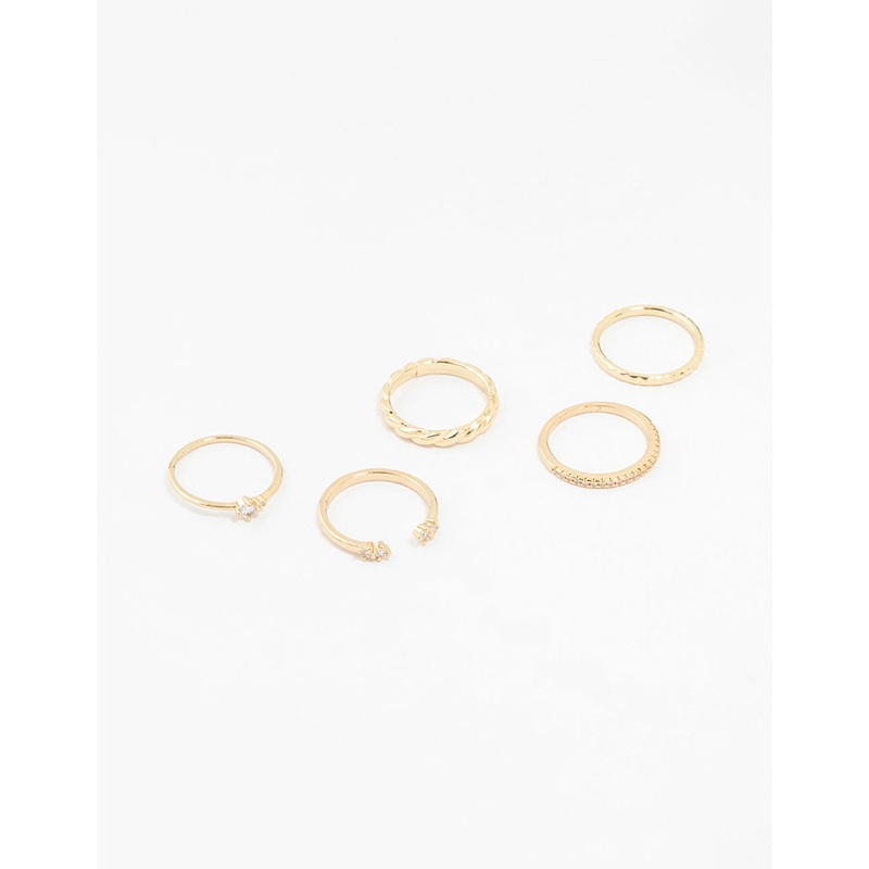 Gold Plated Cubic Zirconia Pearl & Marquise Nest Ring Pack