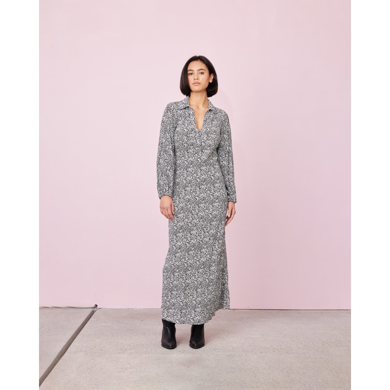 PERRIE MIDI DRESS BLACK FLORAL