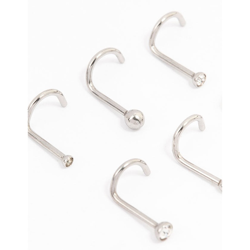 Surgical Steel Corkscrew And Ball Nose 6-Pack