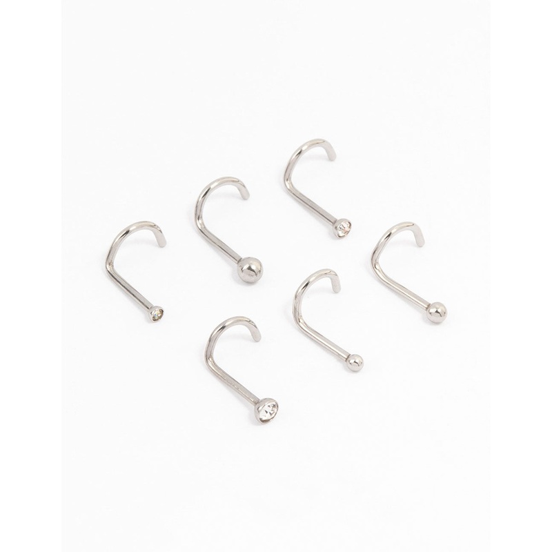 Surgical Steel Corkscrew And Ball Nose 6-Pack