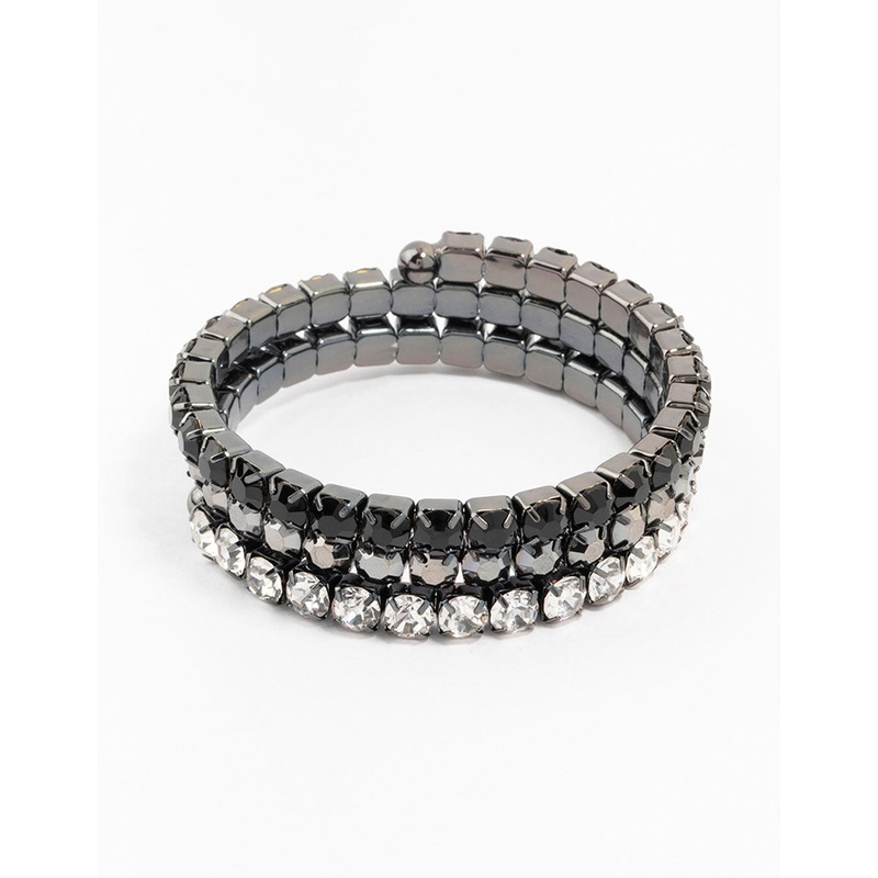 Black Silver Diamante Wrist Cuff