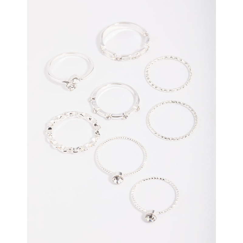Diamante Chain Ring Stack Pack