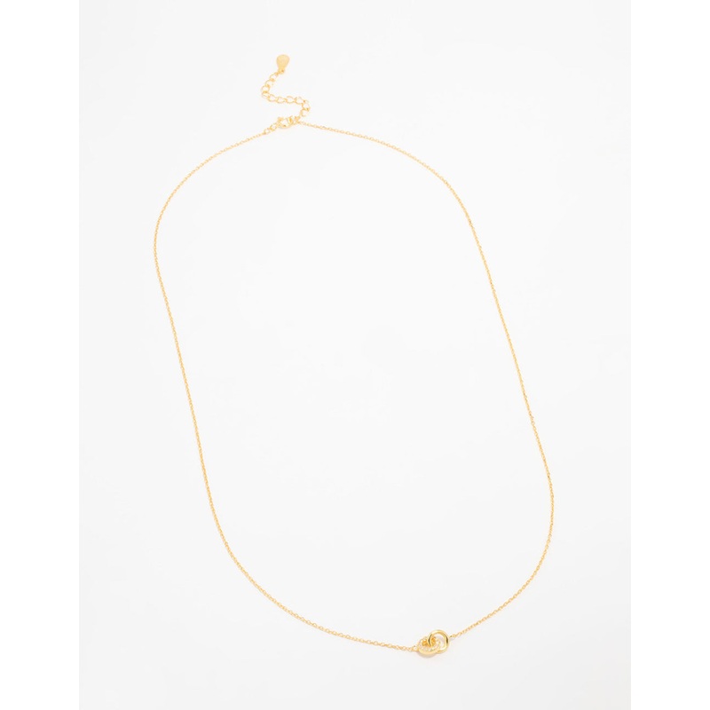 Gold Plated Sterling Silver Pave Link Extra Small Hoop Necklace