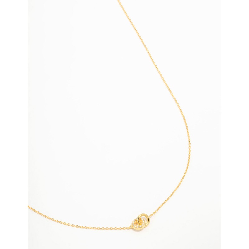 Gold Plated Sterling Silver Pave Link Extra Small Hoop Necklace