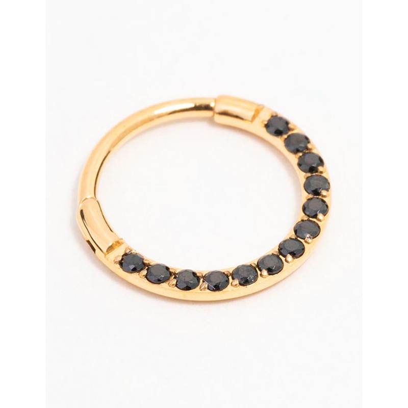 Gold Plated Surgical Steel Cubic Zirconia Clicker Earring 8MM