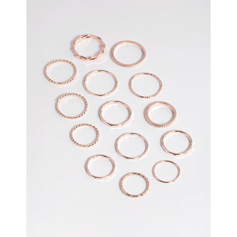 Rose Gold Fine Mix Band Ring Pack