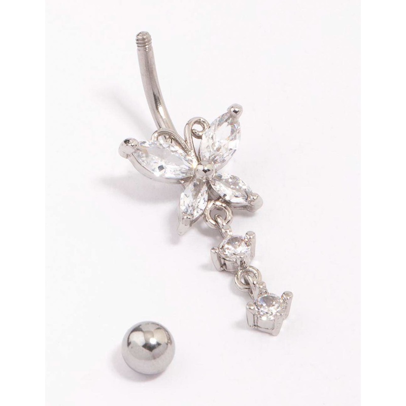Surgical Steel Butterfly Double Drop Belly Piercing