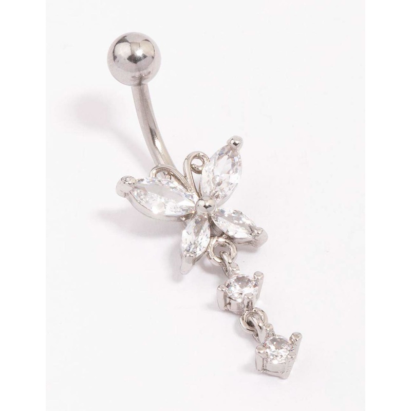 Surgical Steel Butterfly Double Drop Belly Piercing