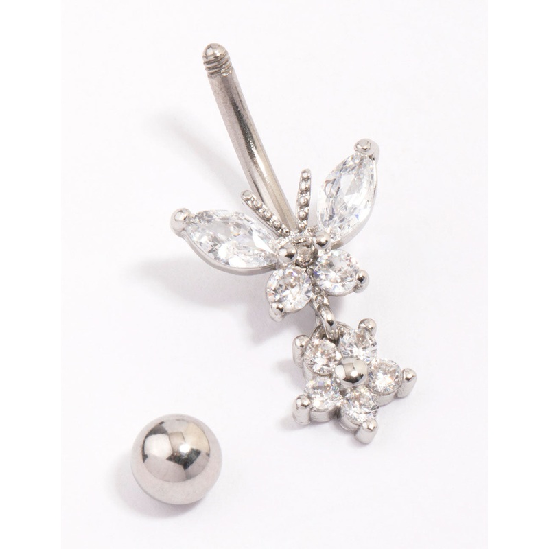 Surgical Steel Butterfly & Flower Belly Piercing