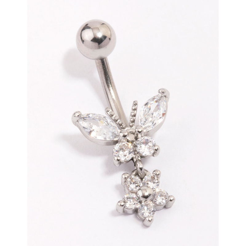Surgical Steel Butterfly & Flower Belly Piercing