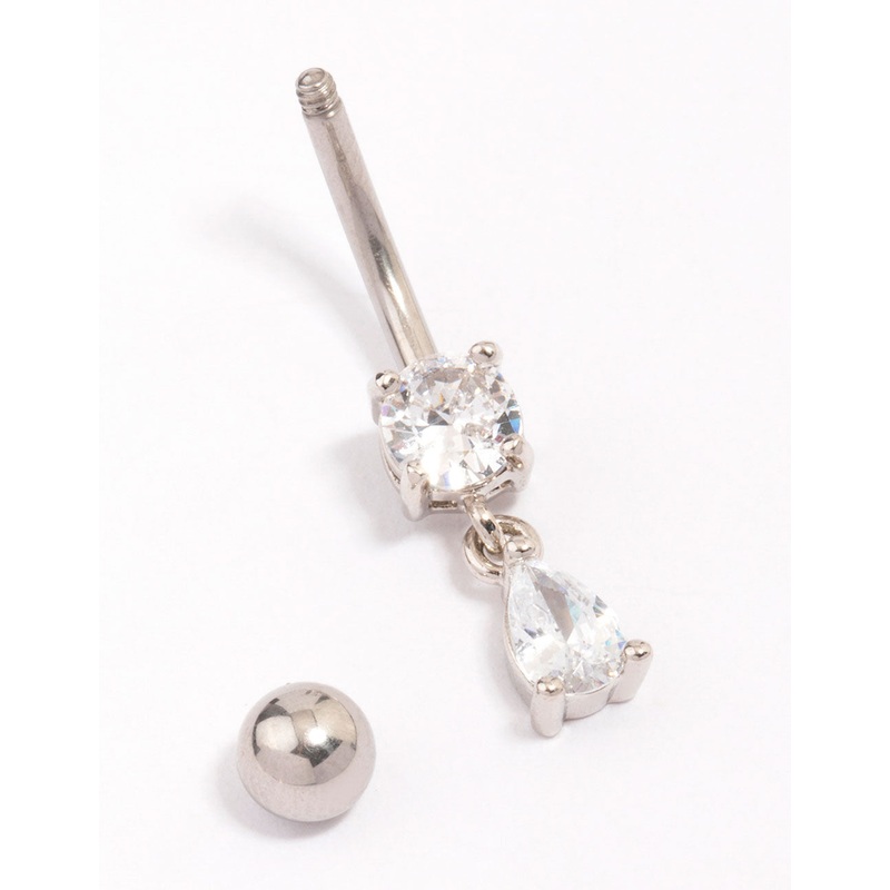 Surgical Steel Cubic Zirocnia Pear Drop Belly Piercing