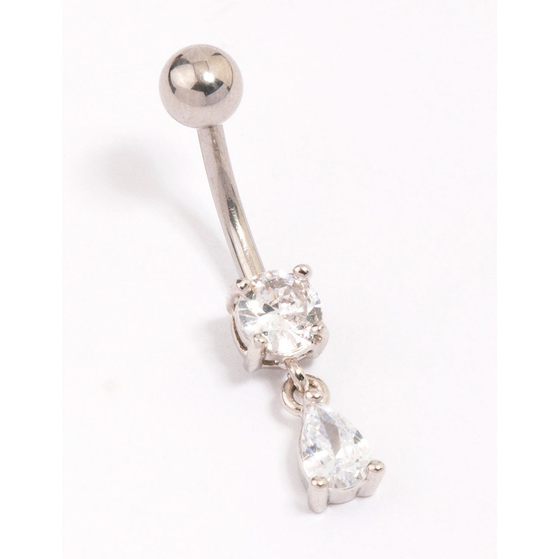 Surgical Steel Cubic Zirocnia Pear Drop Belly Piercing
