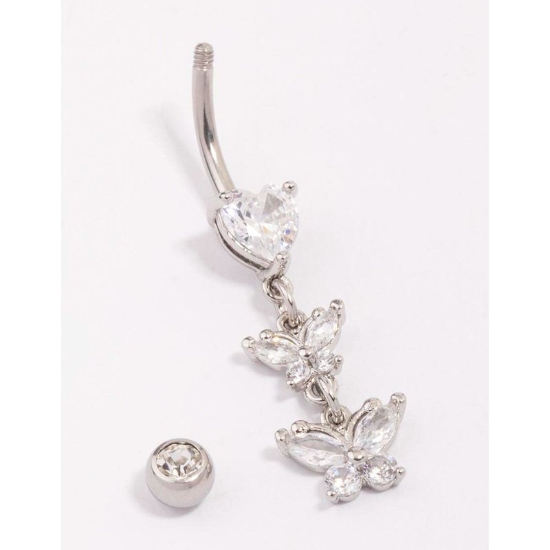 Surgical Steel Heart Butterfly Drop Belly Piercing