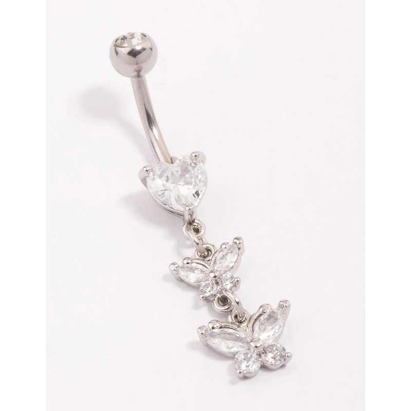 Surgical Steel Heart Butterfly Drop Belly Piercing