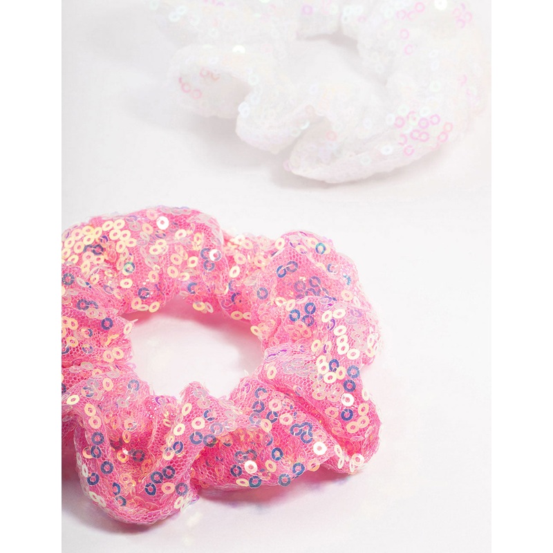 Kids Mixed Sequin Pink Scrunchies 3-Pack