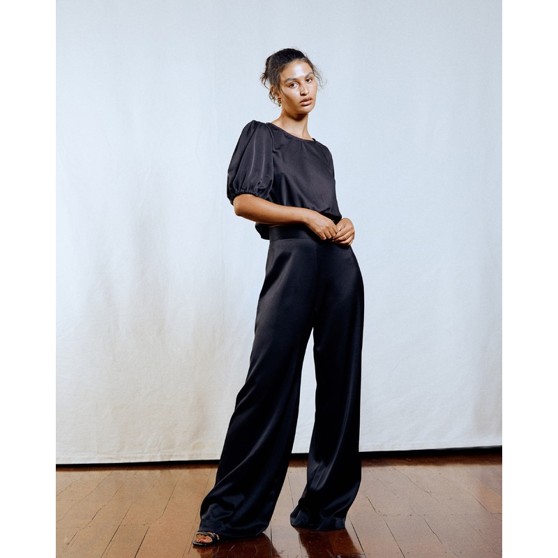 MARLEY SATIN PANT BLACK|4|6|8|10|12|14|16|18|20