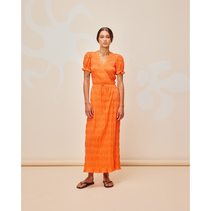 MIRELLA SHORT SLEEVE WRAP DRESS APEROL