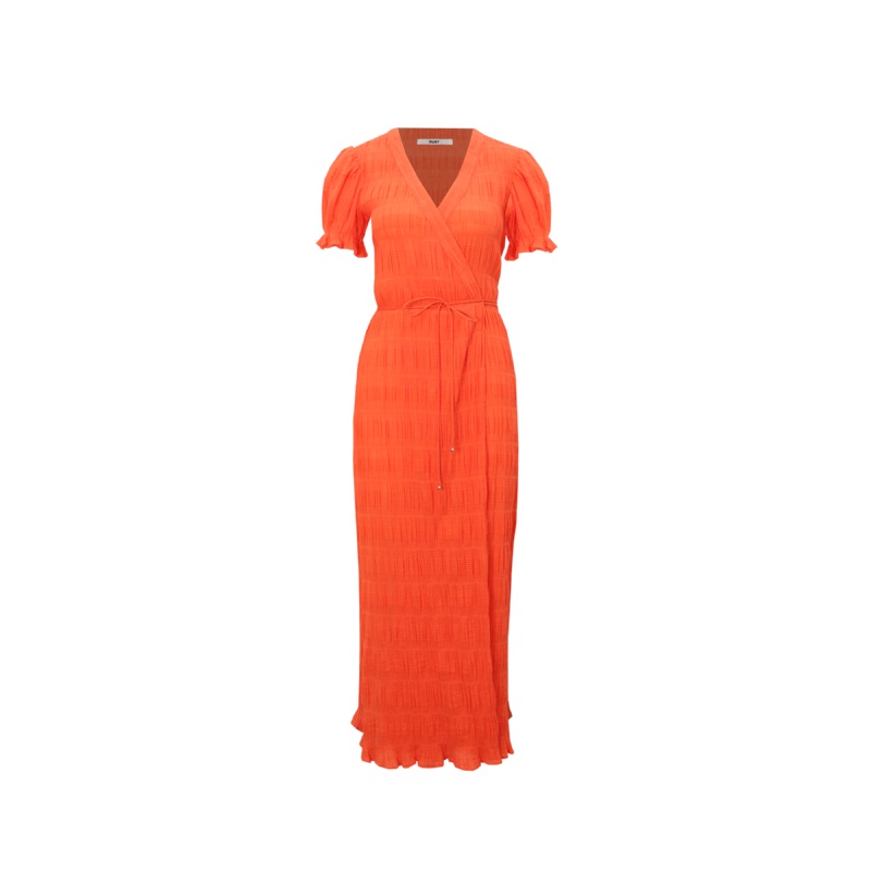 MIRELLA SHORT SLEEVE WRAP DRESS APEROL