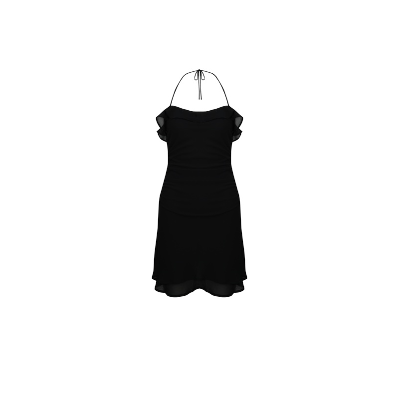 SENSE RUFFLE MINI DRESS BLACK|4|6|8|10|12|14|16|18|20