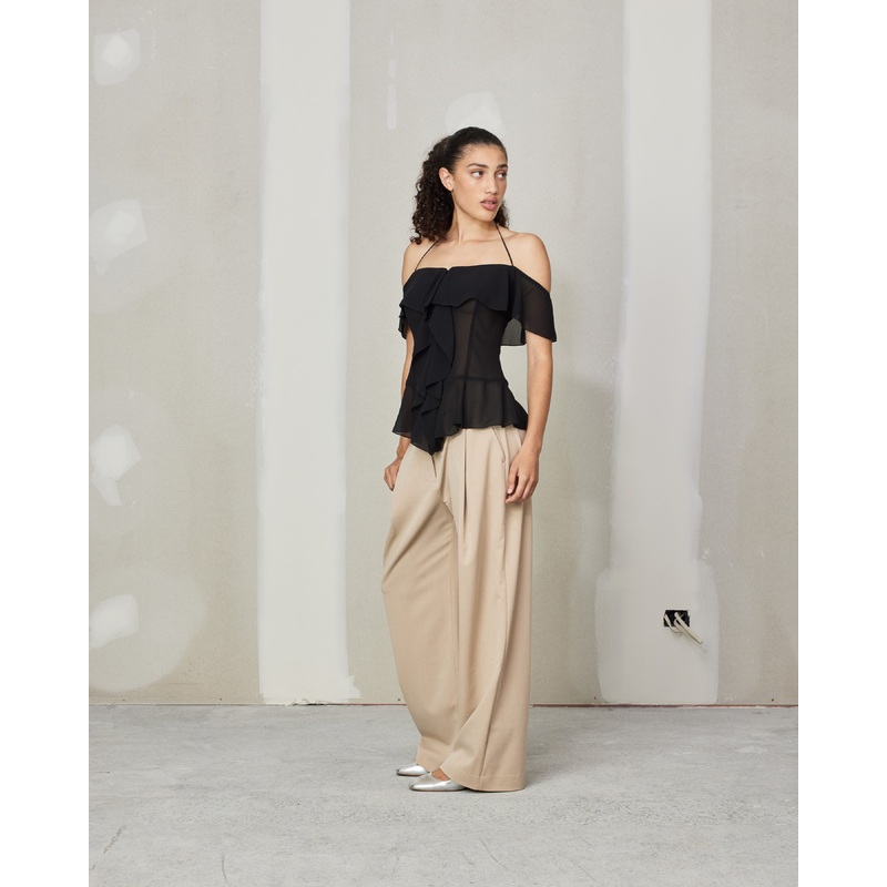 SENSE RUFFLE TOP BLACK|4|6|8|10|12|14|16|18|20