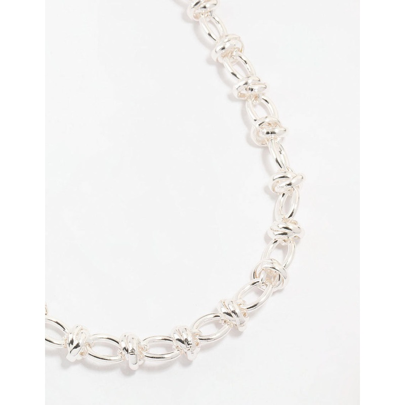 Silver Plated Knotted Chain Necklace