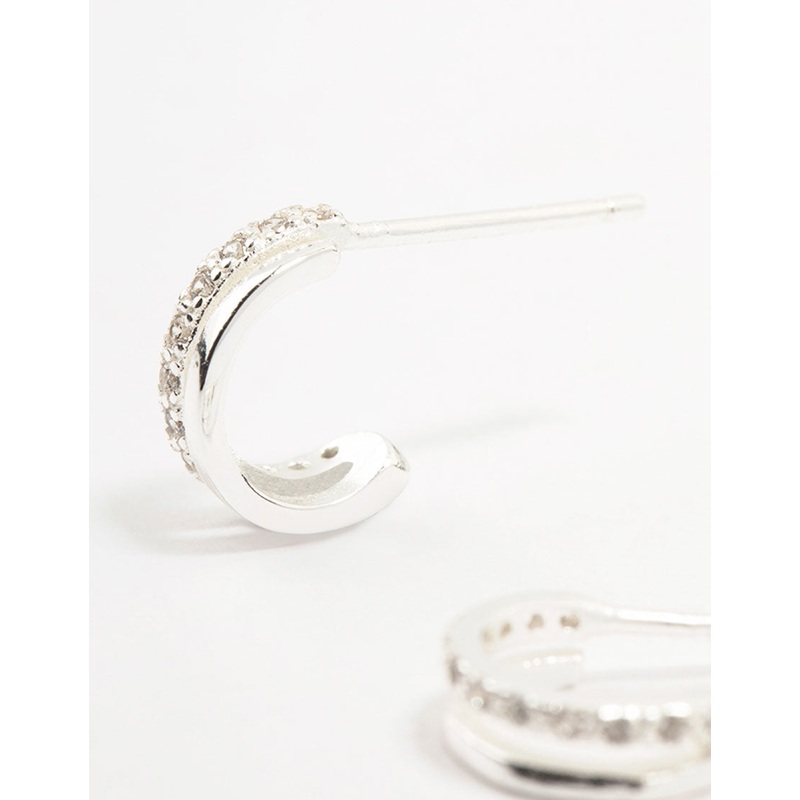 Sterling Silver Cubic Zirconia Double Hoop Earrings