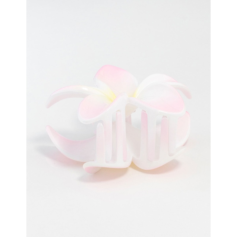 White  Frangipani Flower Claw Clip