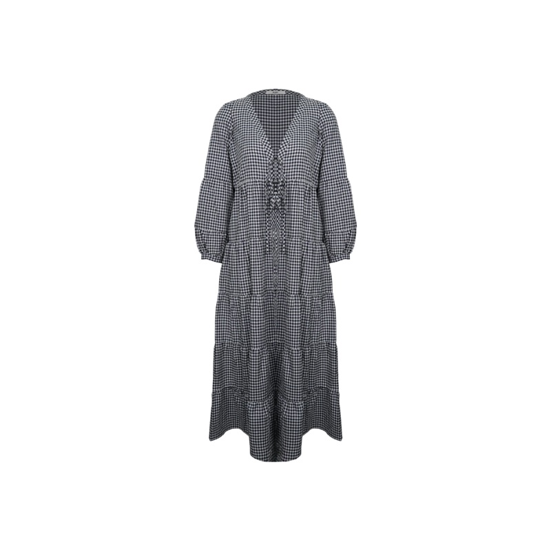 WREN TIERED MAXI DRESS NAVY GINGHAM