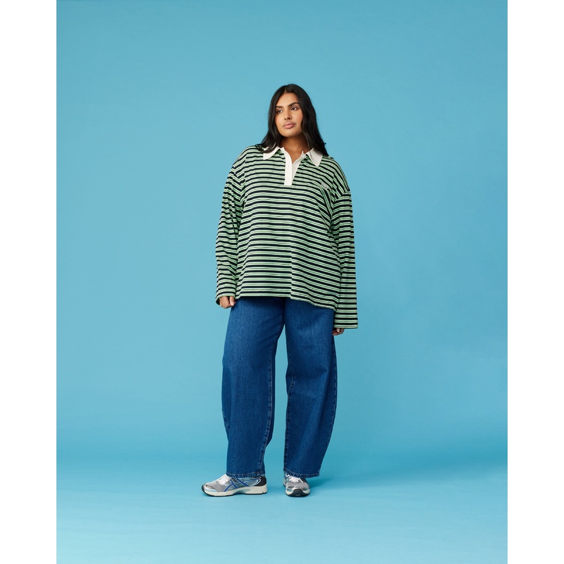 BRADY POLO GREEN BLACK STRIPE|6|8|10|12|14|16|18|20|22