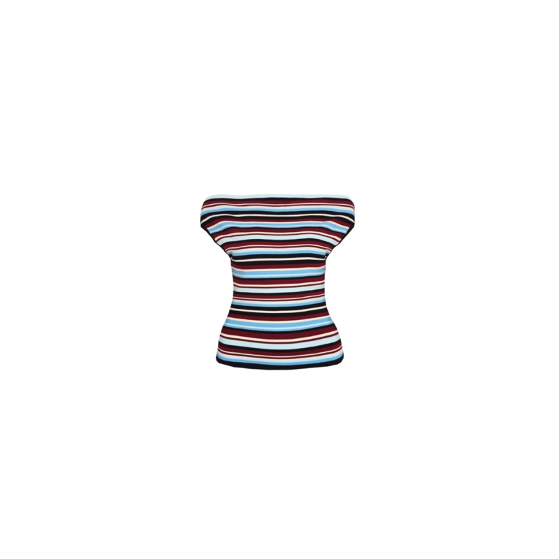 EMMA KNIT TOP BURGUNDY BLUE STRIPE