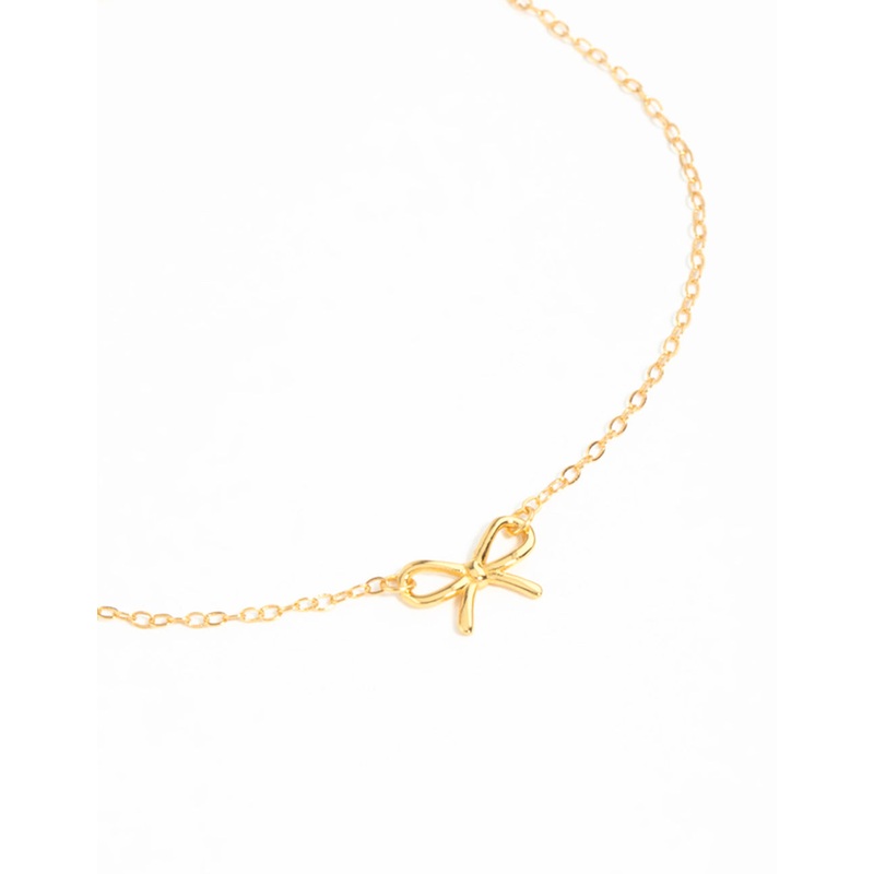 Gold Plated Sterling Silver Bow Chain Bracelet