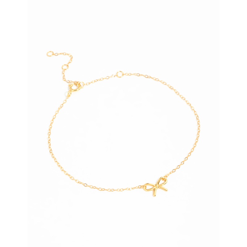 Gold Plated Sterling Silver Bow Chain Bracelet