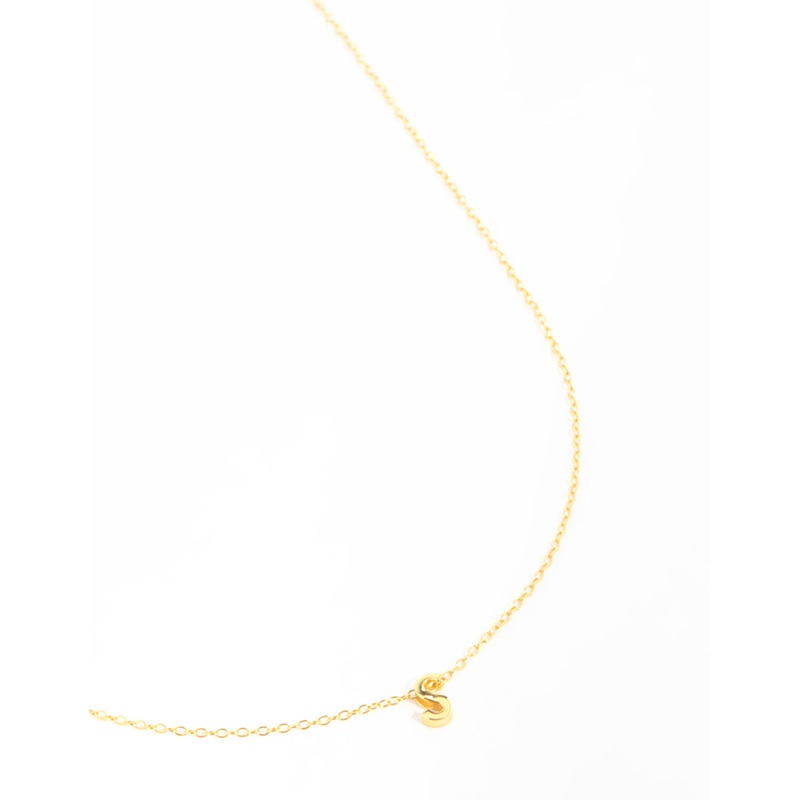 Gold Plated Sterling Silver Letter S Necklace