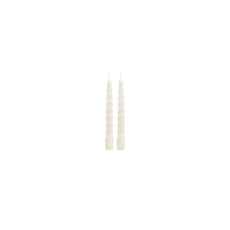 SET OF TWO TWISTED CANDLES WHITE