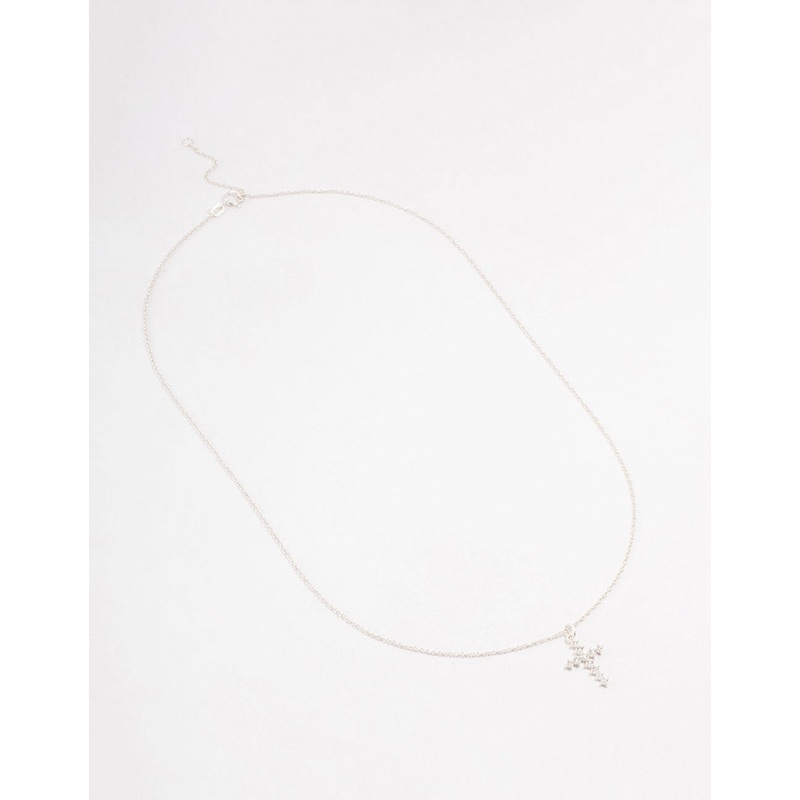 Sterling Silver Cubic Zirconia Cross Necklace