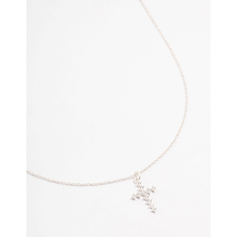 Sterling Silver Cubic Zirconia Cross Necklace