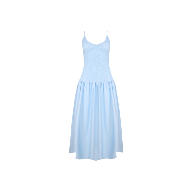 APPLE SHIRRED DRESS AIRY BLUE|4|6|8|10|12|14|16|18|20
