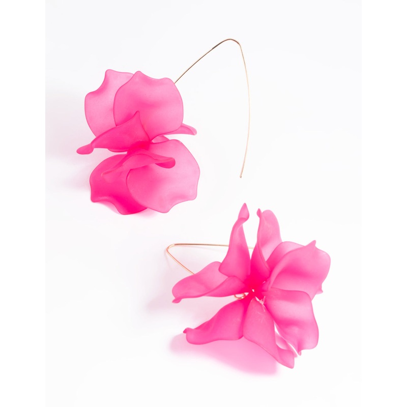 Fuchsia Frosted Flower Drop Earrings