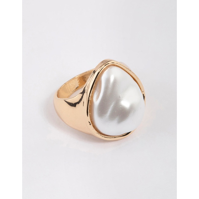 Gold Irregular Pearl Ring|SM|ML